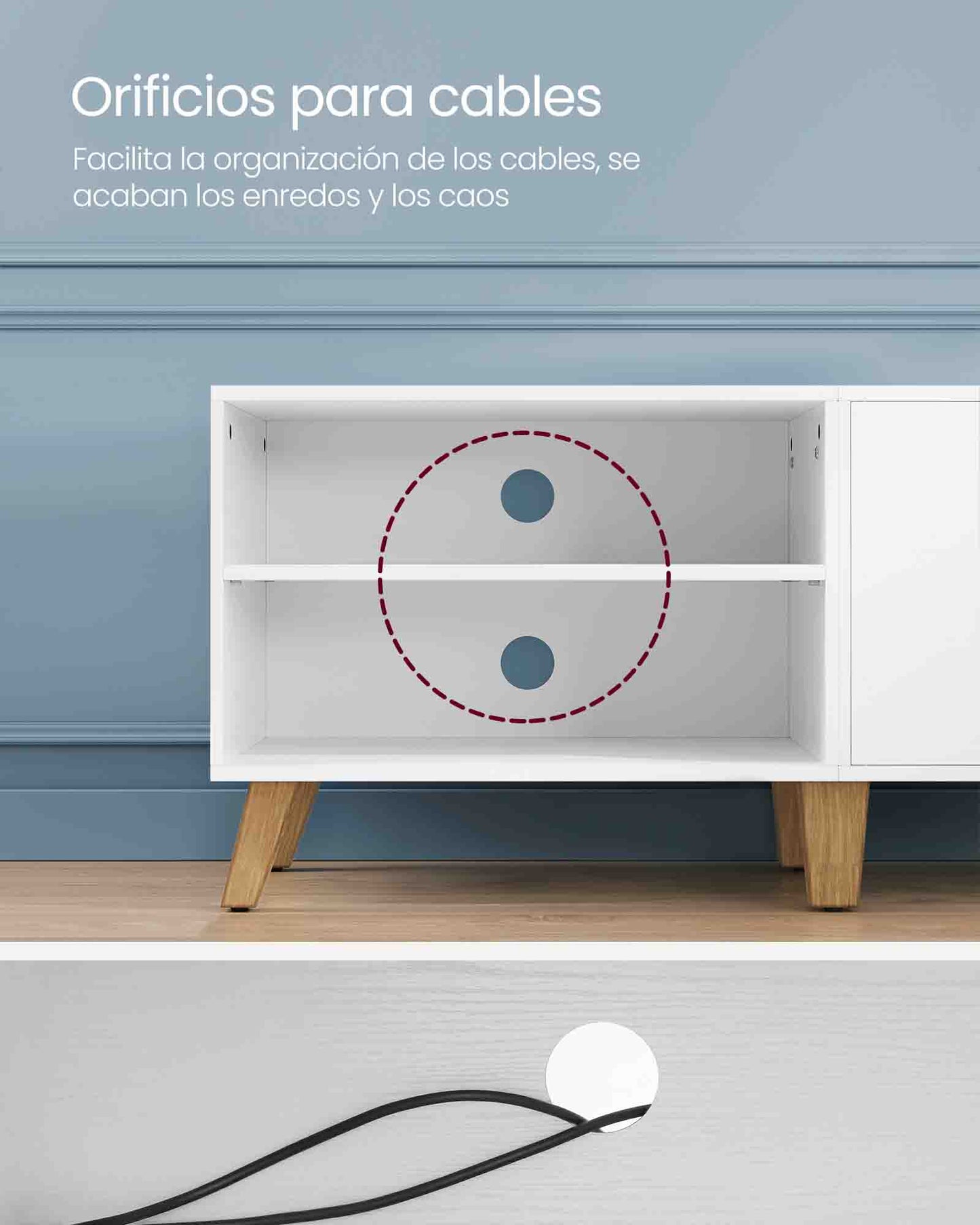 Mueble de TV de 2 Puertas con Estantes Ajustables Blanco-VASAGLE