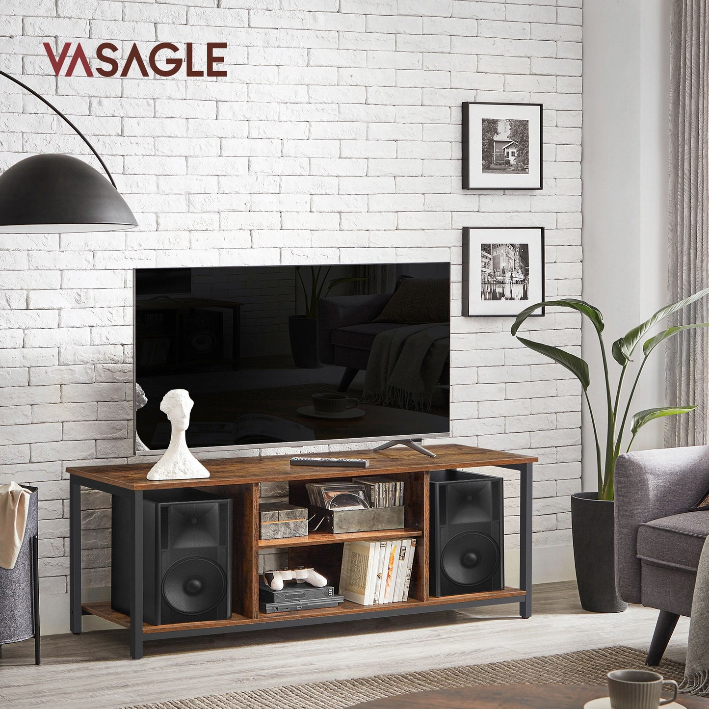 Mueble de TV con Estantes-VASAGLE