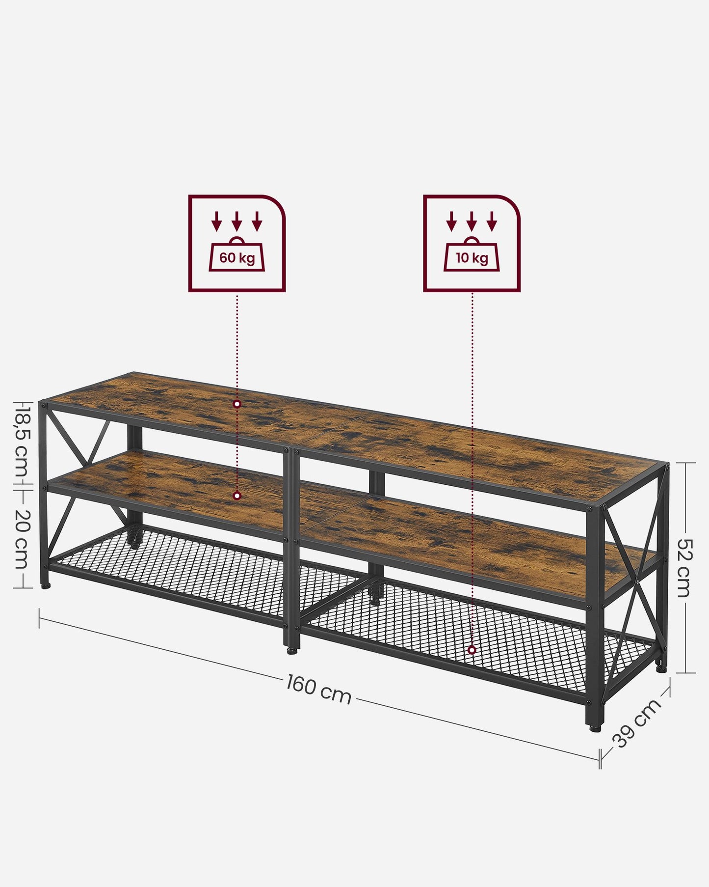 Mueble de TV para Tele hasta 70 Pulgadas-VASAGLE