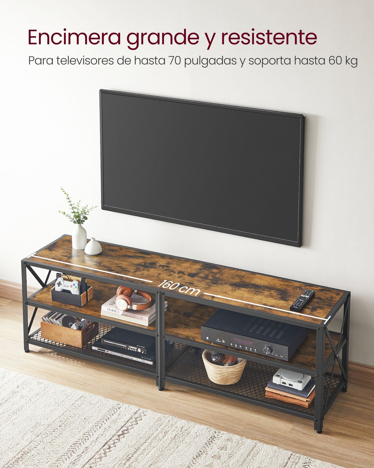 Mueble de TV para Tele hasta 70 Pulgadas-VASAGLE