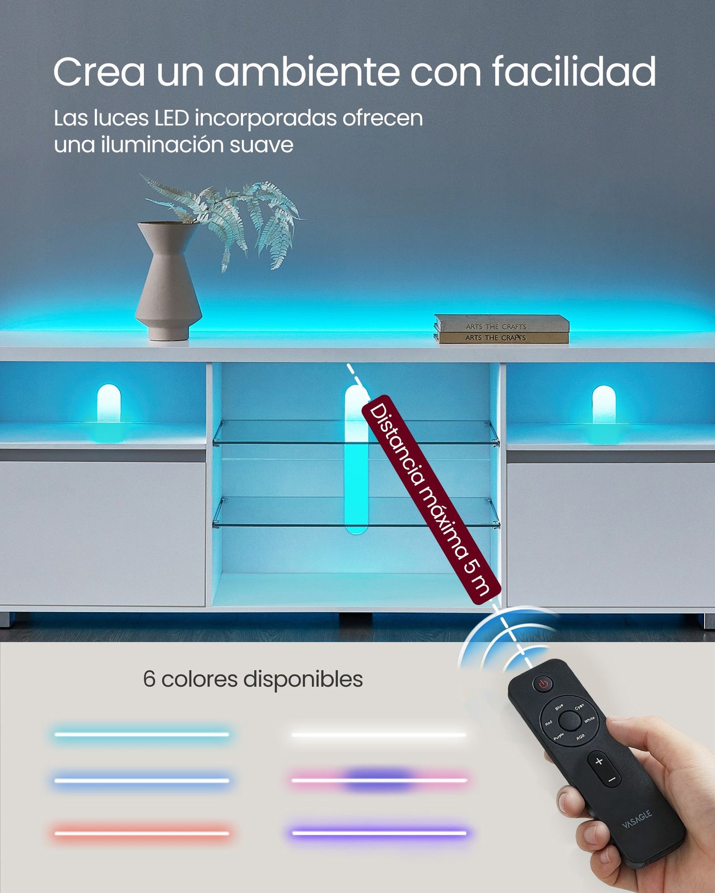 Mesa de TV Moderna para Televisión hasta 70 Pulgadas-VASAGLE