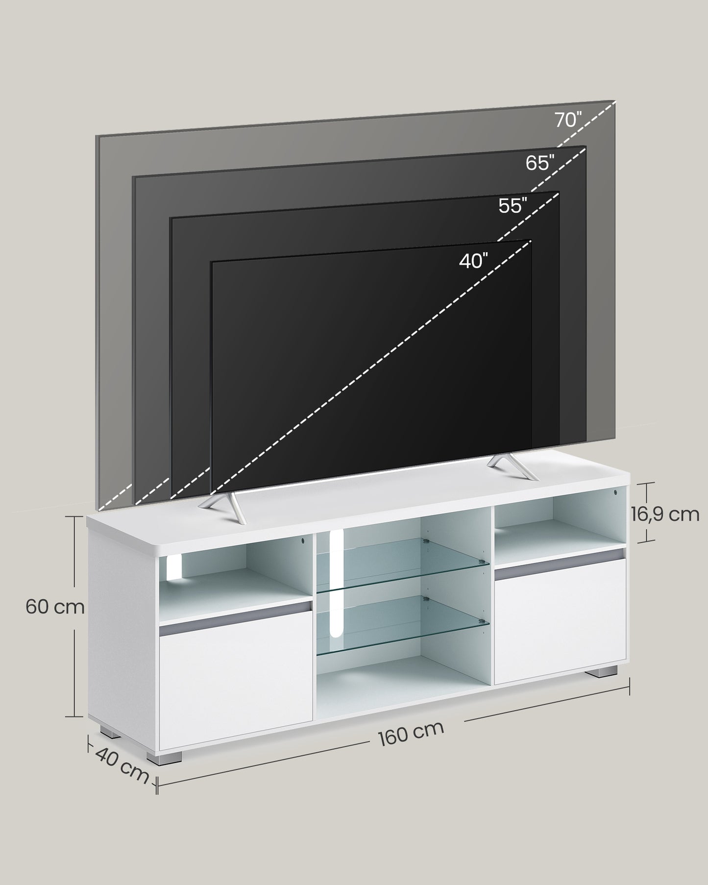 Mesa de TV Moderna para Televisión hasta 70 Pulgadas-VASAGLE