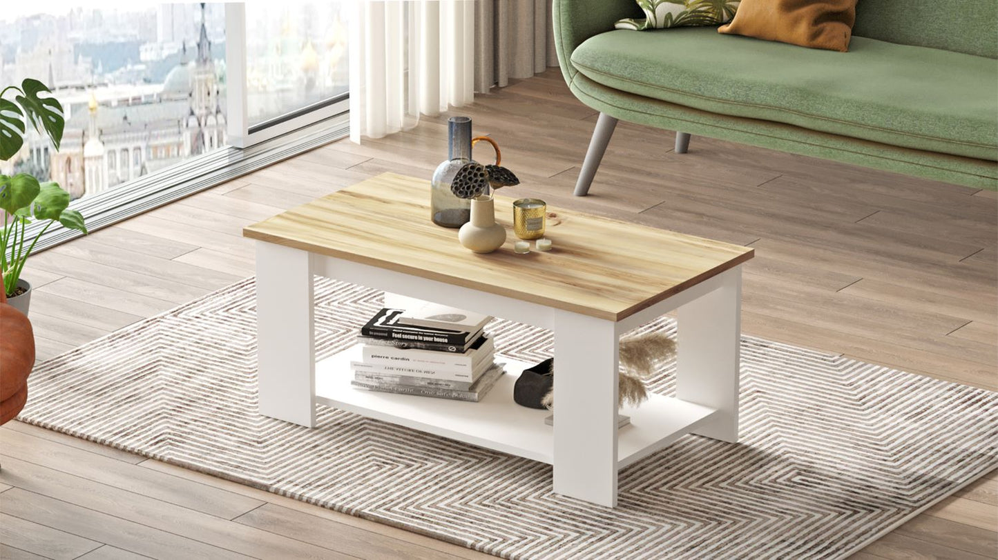 Mesa De Centro Luvio  - Venprodin - 95 Cm Fieltro-blanco