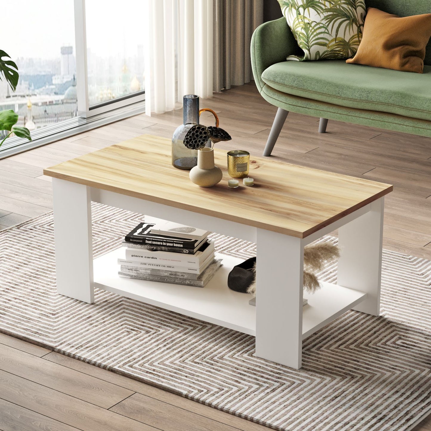 Mesa De Centro Luvio  - Venprodin - 95 Cm Fieltro-blanco