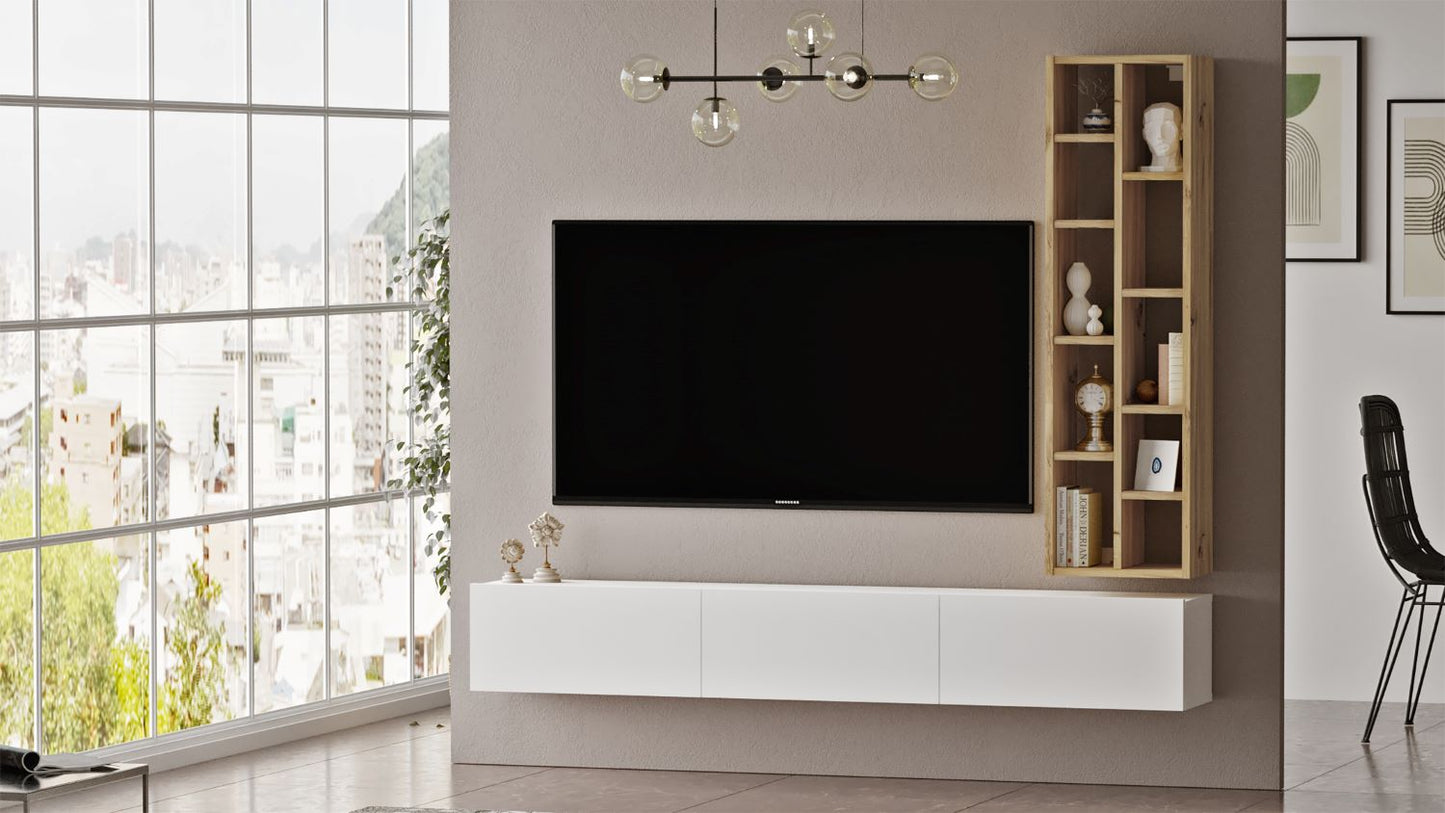 Mueble Para Tv Y Estantería Luvio - Venprodin - 175 Cm Fieltro-blanco