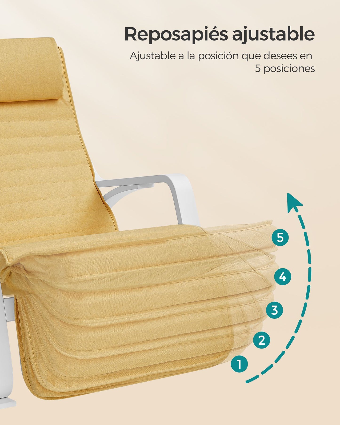 Silla Mecedora con Apoyabrazos con Reposapiés Amarillo Ganso y Blanco-SONGMICS