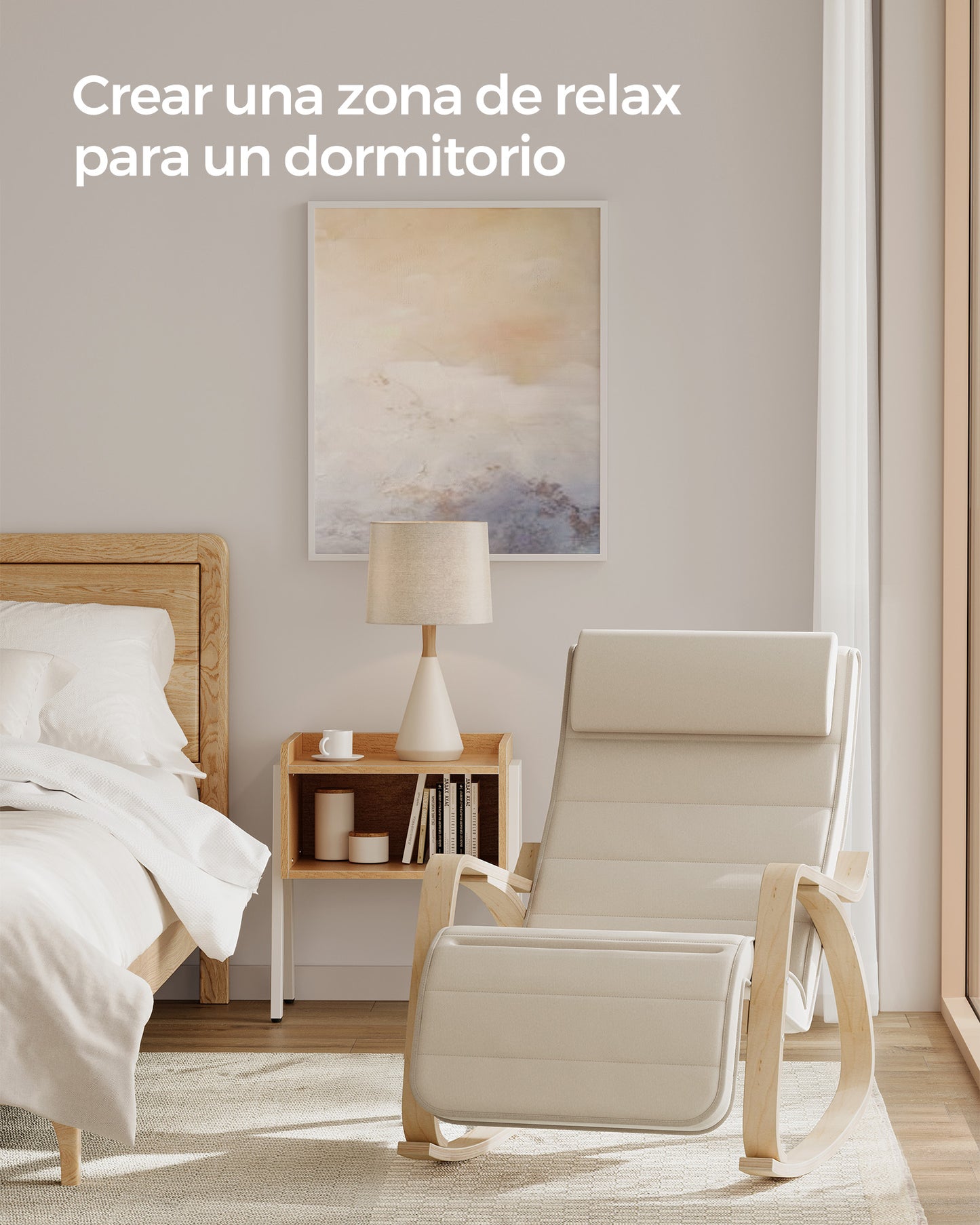 Silla Mecedora con Apoyabrazos Mecedora con Reposapiés Ajustable en 5 Posiciones-SONGMICS