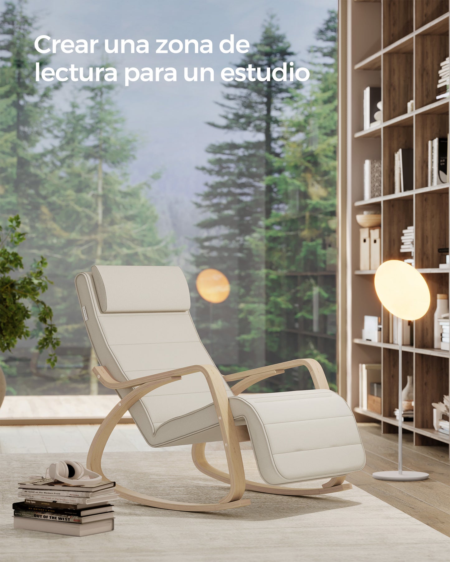 Silla Mecedora con Apoyabrazos Mecedora con Reposapiés Ajustable en 5 Posiciones-SONGMICS