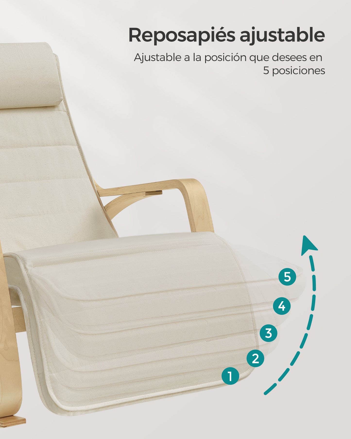 Silla Mecedora con Apoyabrazos Mecedora con Reposapiés Ajustable en 5 Posiciones-SONGMICS