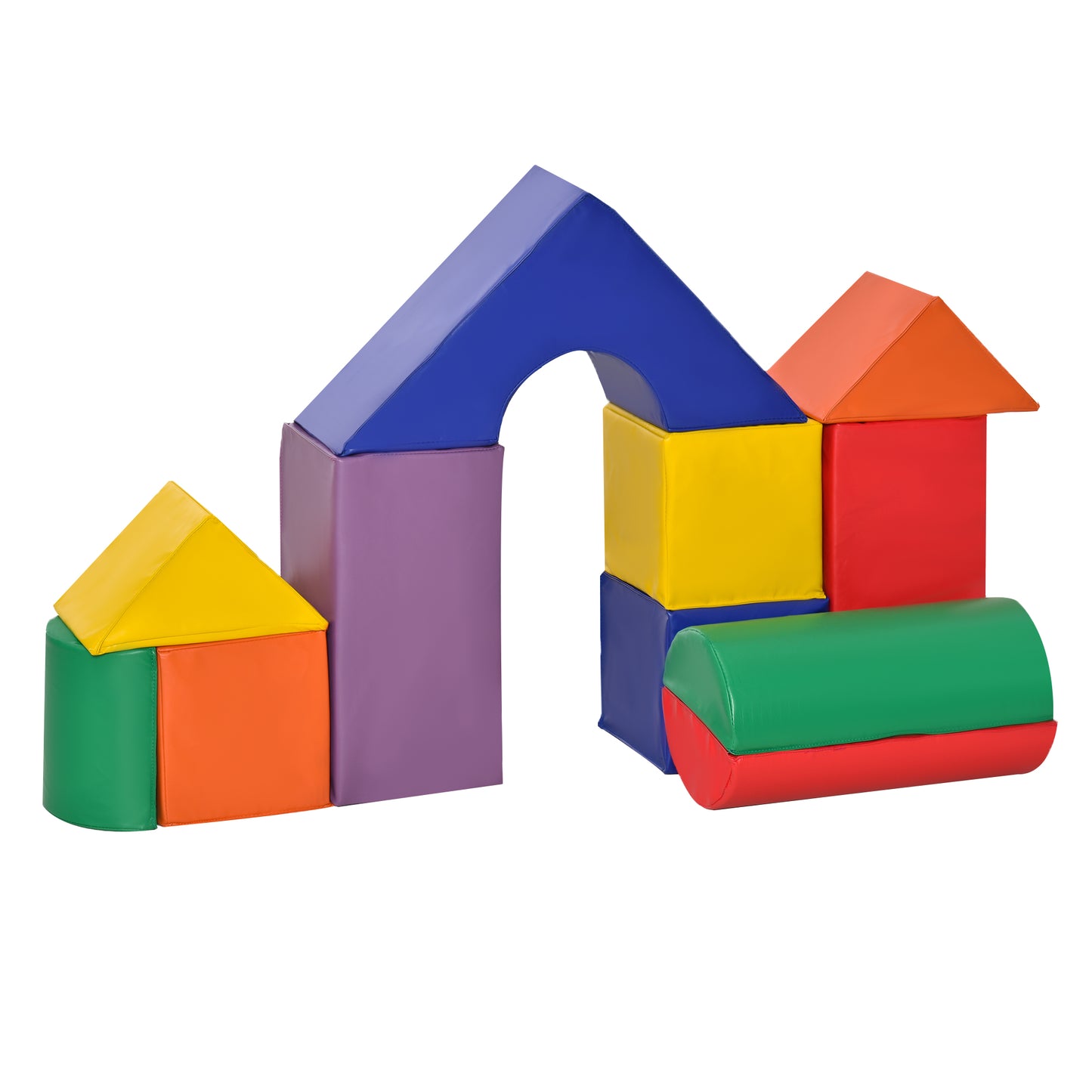 HOMCOM Juego de 11 Bloques de Espuma para Niños Bloques Psicomotricidad Figuras de Construcción Juguete para Aprendizaje para Niños de 1-3 Años 50x50x25 cm Multicolor