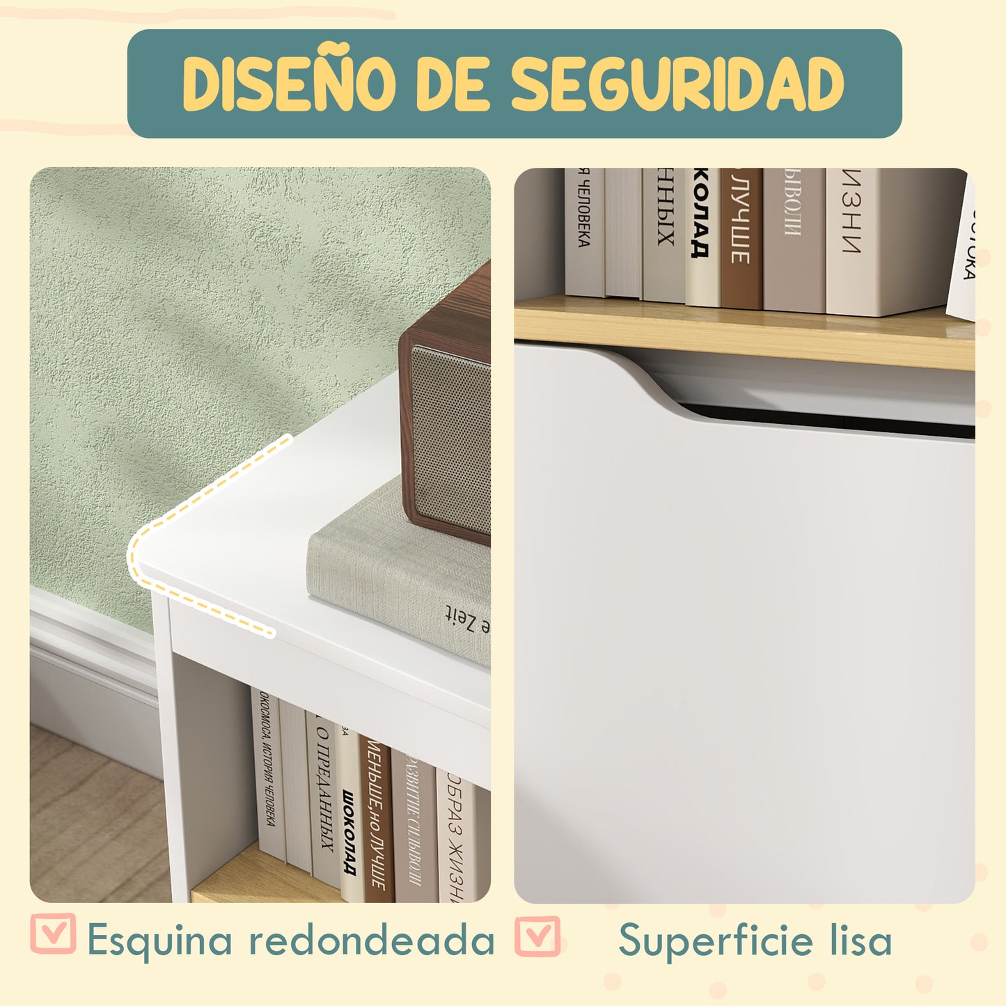 AIYAPLAY Estantería para Juguetes Infantil Librería Infantil con 2 Cajones y Compartimento para Salón Dormitorio Sala de Juegos 80x30x45 cm Blanco