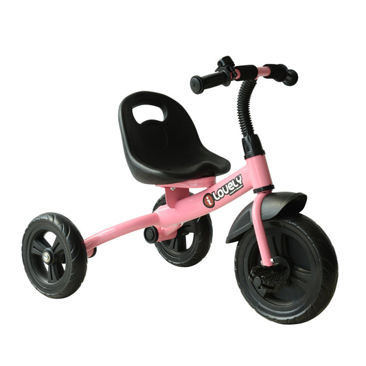 HOMCOM Triciclo para Niños más de 18 meses con Timbre Guardabarros Rueda de Seguridad 79x50,5x58 cm Rosa