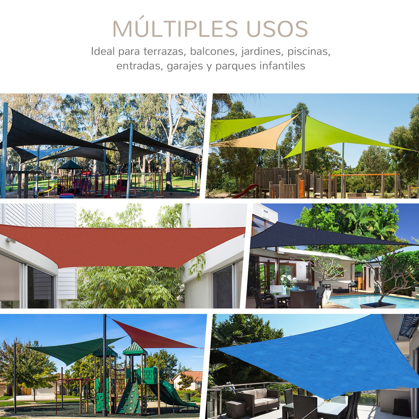 Outsunny Toldo vela color arena sombrilla parasol triangulo Tela de Poliéster jardin playa camping sombra (varios colores y medidas), medida 3x3x3 metros, color crema