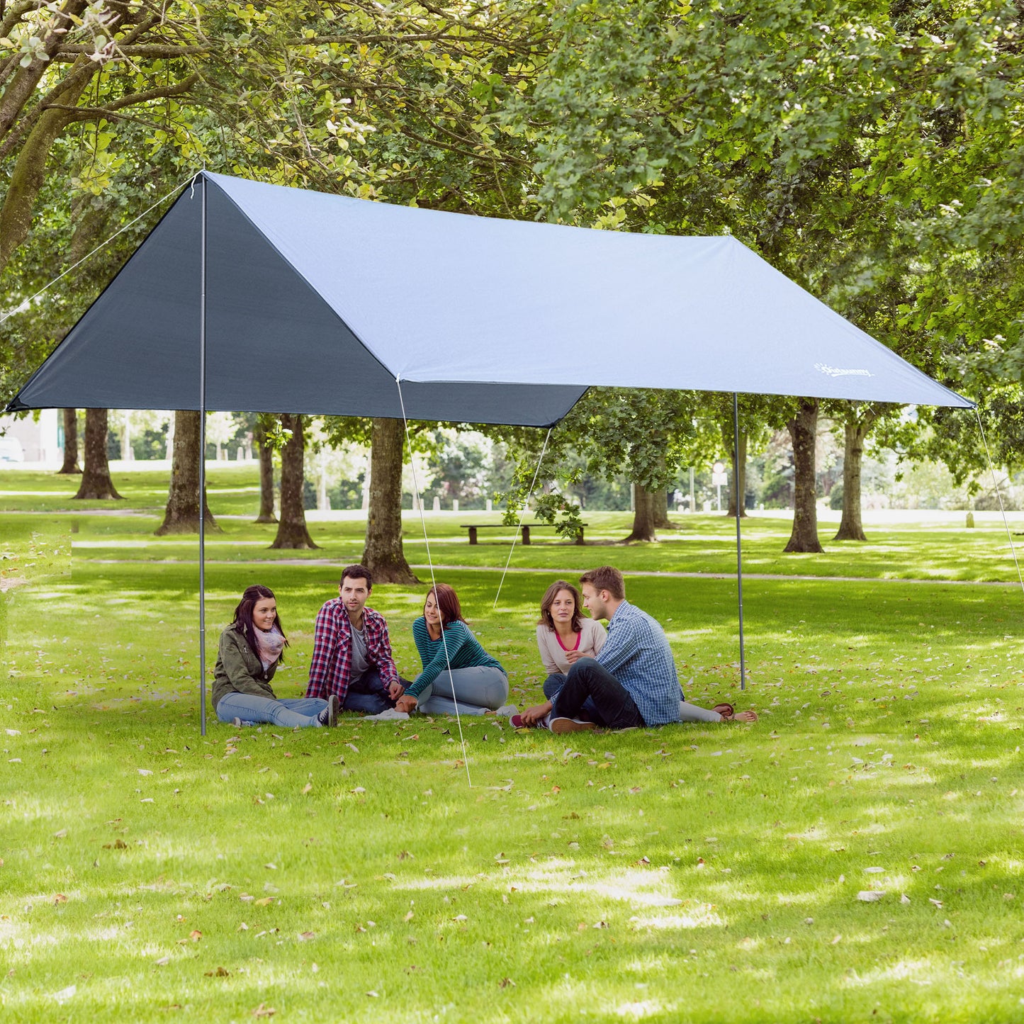 Outsunny Toldo de Refugio Portátil 300x292 cm Impermeable Carpa Ligero Tienda de Campaña Grande para Camping Playa Picnic Senderismo Protección UV Blanco