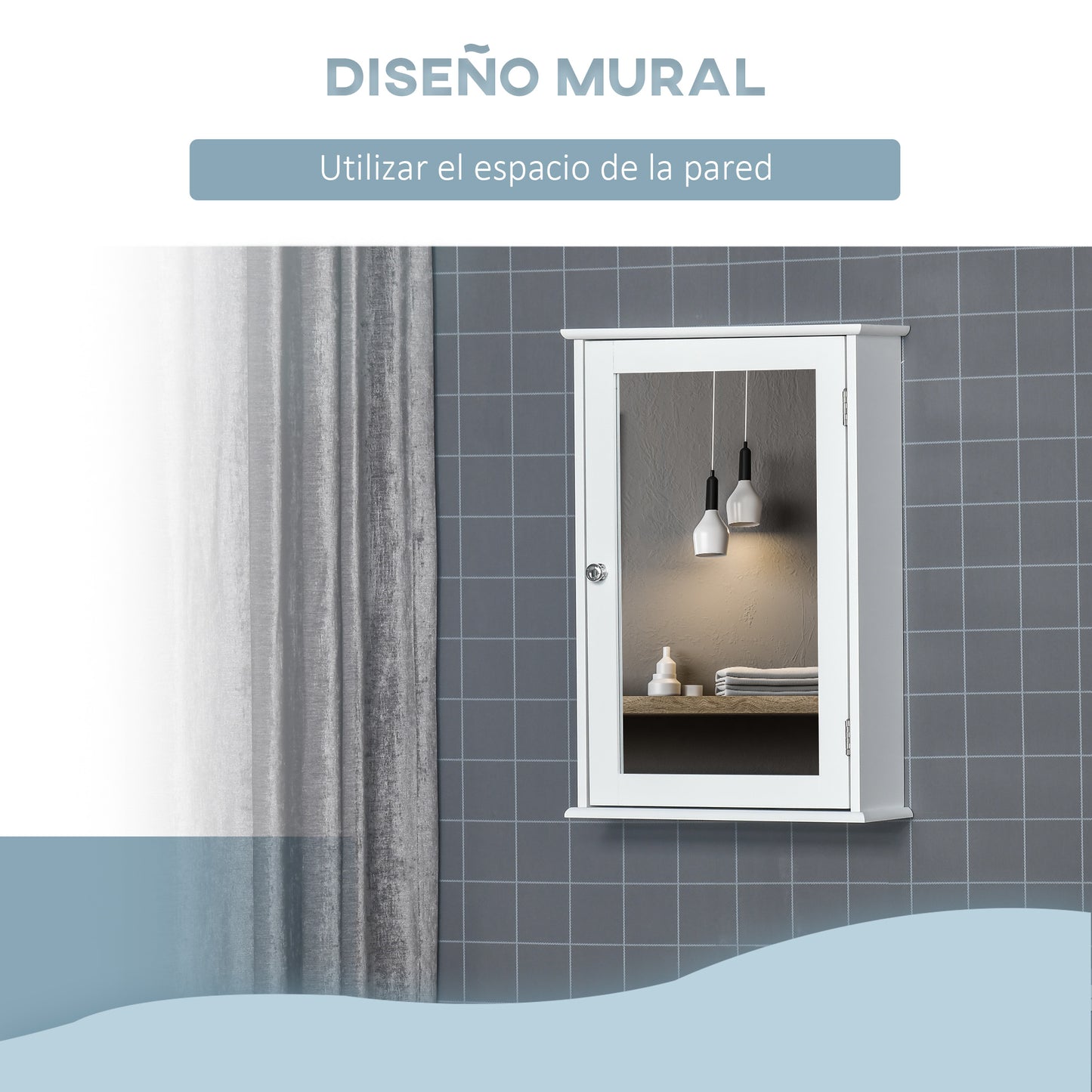 kleankin Armario de Baño con Espejo Armario con Espejo para Baño con 1 Estente de Almacenamiento Mueble para Baño Estilo Moderno 41x14x60 cm Blanco