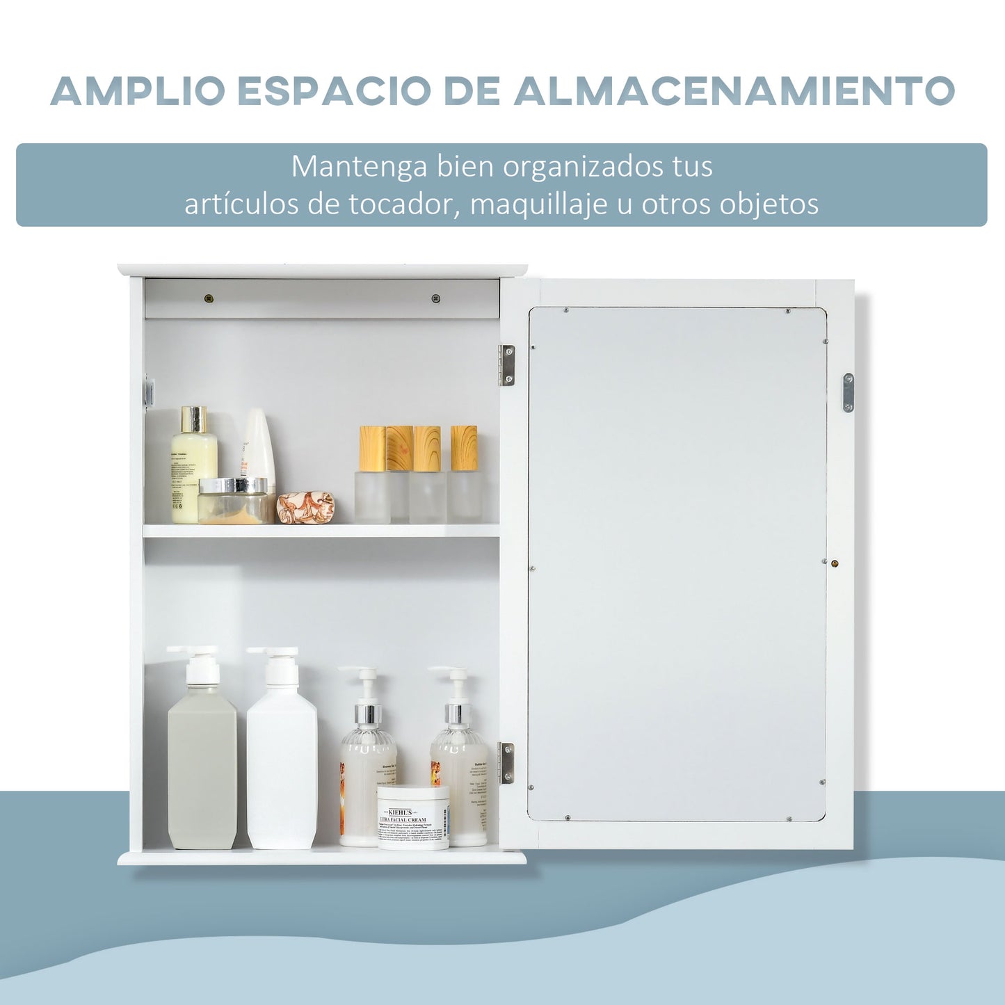 kleankin Armario de Baño con Espejo Armario con Espejo para Baño con 1 Estente de Almacenamiento Mueble para Baño Estilo Moderno 41x14x60 cm Blanco