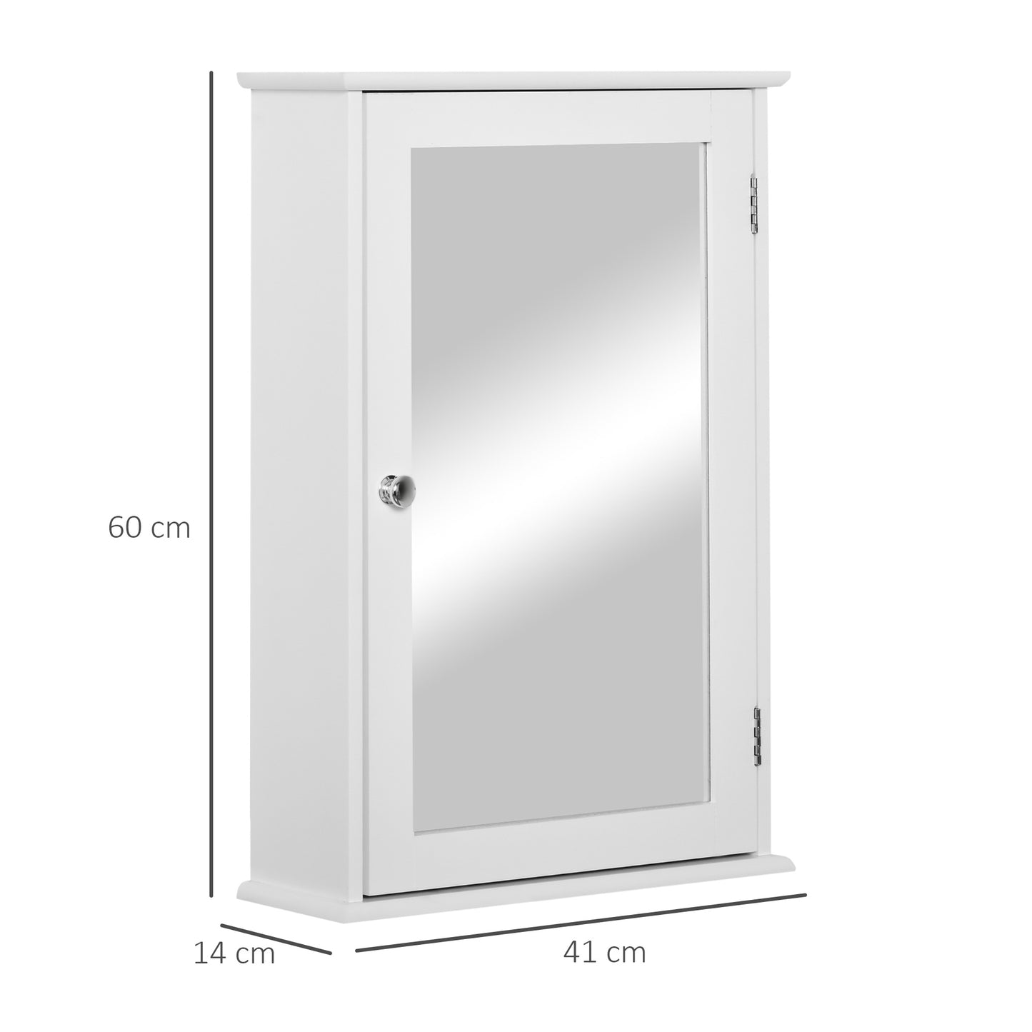 kleankin Armario de Baño con Espejo Armario con Espejo para Baño con 1 Estente de Almacenamiento Mueble para Baño Estilo Moderno 41x14x60 cm Blanco