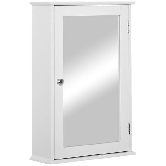 kleankin Armario de Baño con Espejo Armario con Espejo para Baño con 1 Estente de Almacenamiento Mueble para Baño Estilo Moderno 41x14x60 cm Blanco