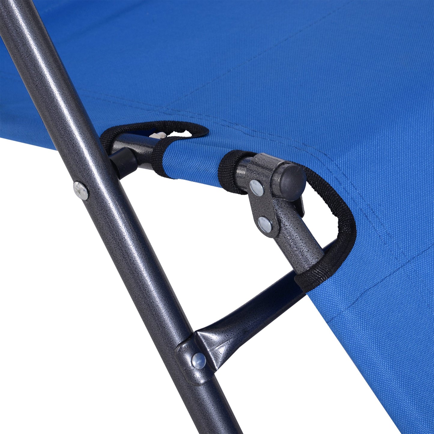 Outsunny Tumbona Reclinable y Plegable Silla de Playa Tumbona Relax Plegable con Respaldo Ajustable Reposabrazos Almohada y Reposapiés para Jardín Balcón Carga 136 kg 135x60x89 cm Azul