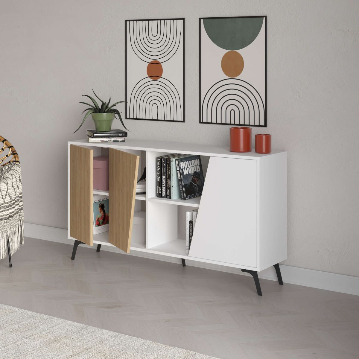 Consola Fiona 150 Cm Blanco - Roble