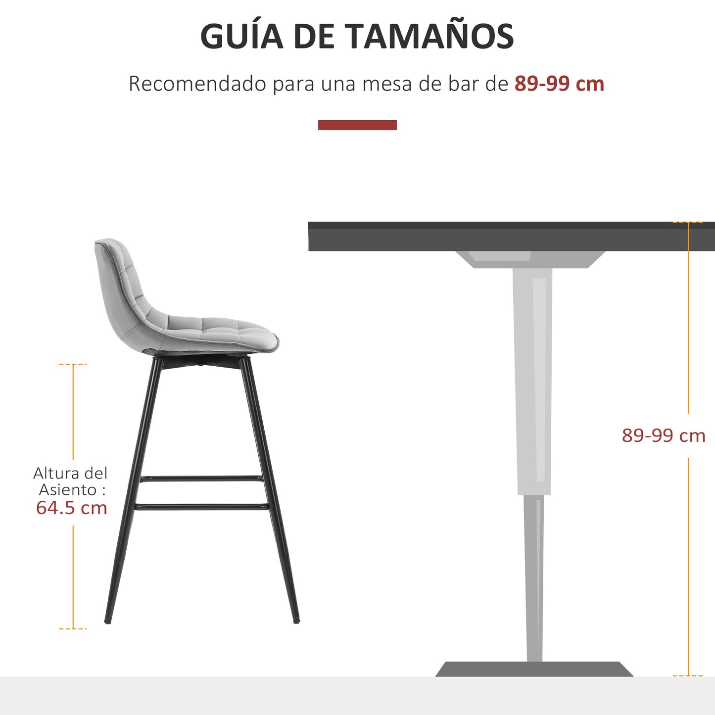 HOMCOM Conjunto de 2 Taburetes Altos de Cocina Sillas Altas de Cocina con Respaldo y Reposapiés Carga 120 kg para Bar Salón Comedor Gris