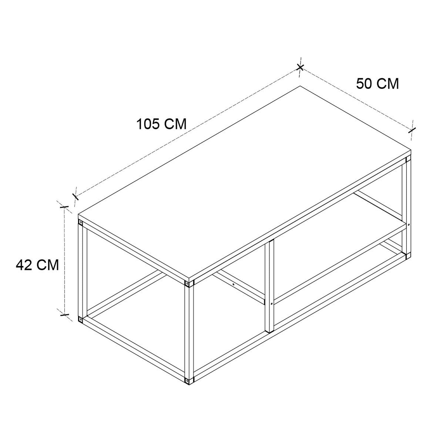 Venprodin - Mesa Centro De Metal 2 Niveles 42x105x50 Safir