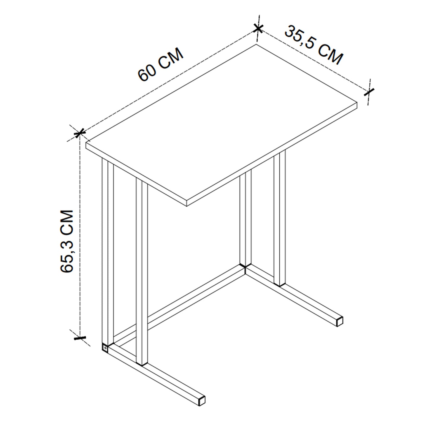 Venprodin - Mesa Auxiliar De Metal Cuadrada 66x60x36 Safir