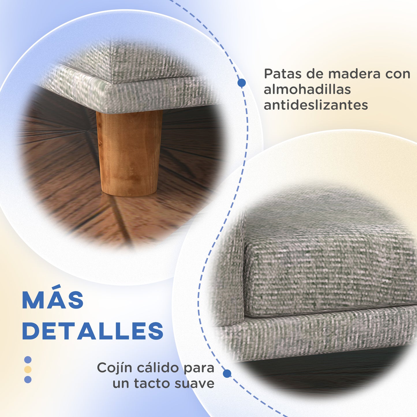 PawHut Sofá para Perros Grandes Cama Elevada para Perros Tapizada con Cojín Lavable y Patas de Madera de Pino Carga 40 kg 98x67x25 cm Gris