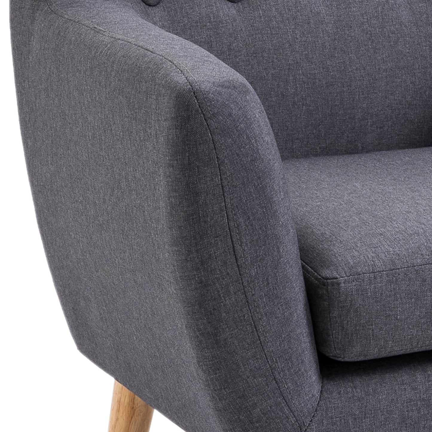 HOMCOM Sillón de Salón Moderno Butaca para Dormitorio con Reposabrazos y Patas de Madera Sofá Individual Carga 125 kg para Oficina Sala de Estar Gris Oscuro