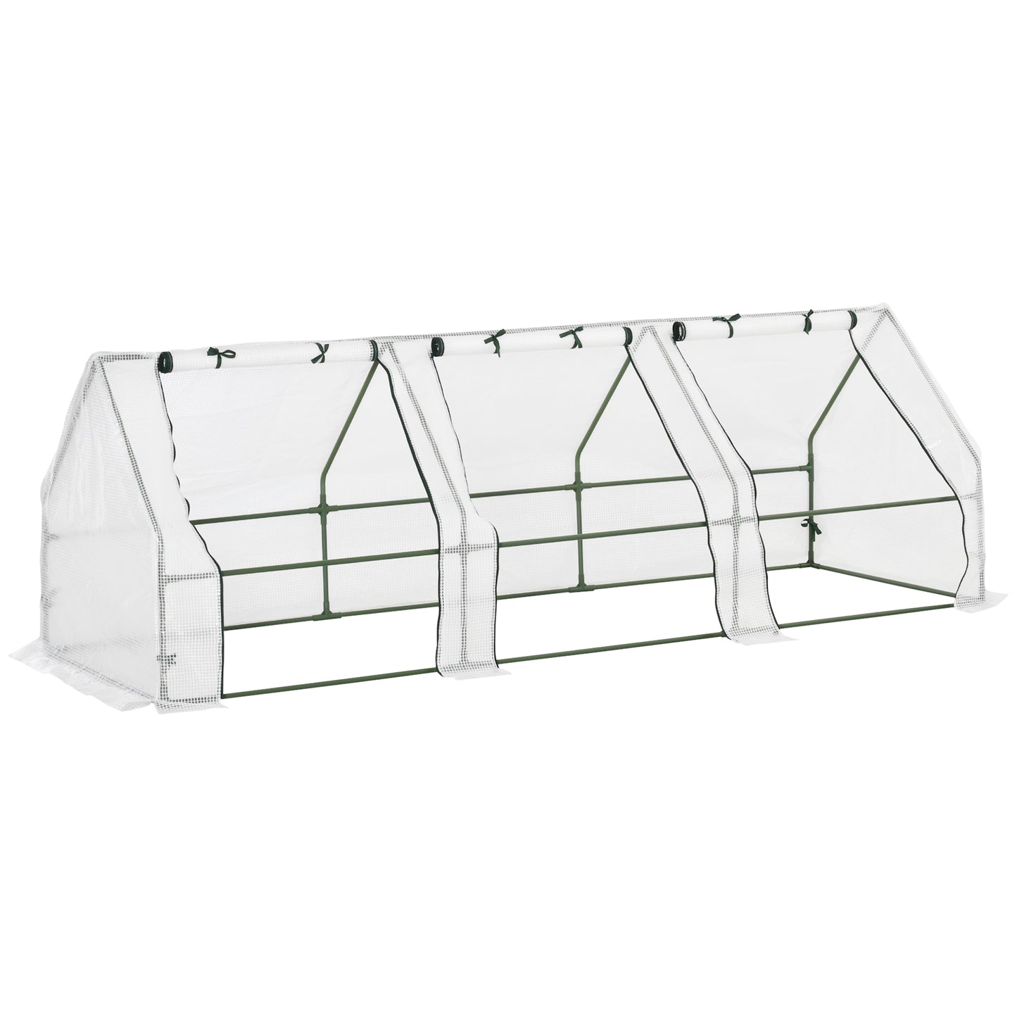 Outsunny Invernadero de Exterior Invernadero de Jardín Terraza 270x90x90 cm Tipo Caseta Tubo de Acero Vivero Casero con 3 Ventanas para Cultivo Plantas Flores Tomates Blanco