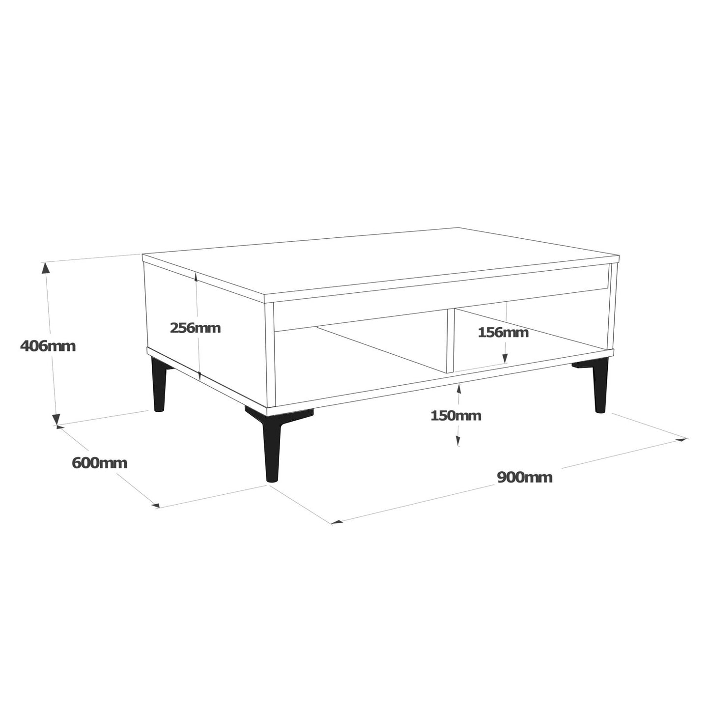 Mesa De Centro Yurupa Aristo - Venprodin - 90 Cm Fieltro - Antracita