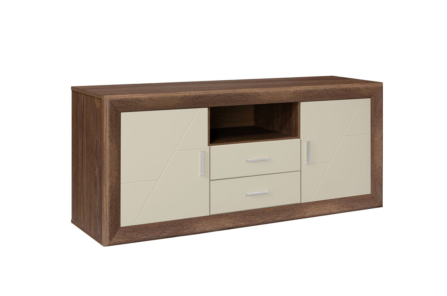 Mesa Tv 2 Puertas / 2 Cajones - Venprodin - 140x59,6x41,5 Cm - Nogal/crema