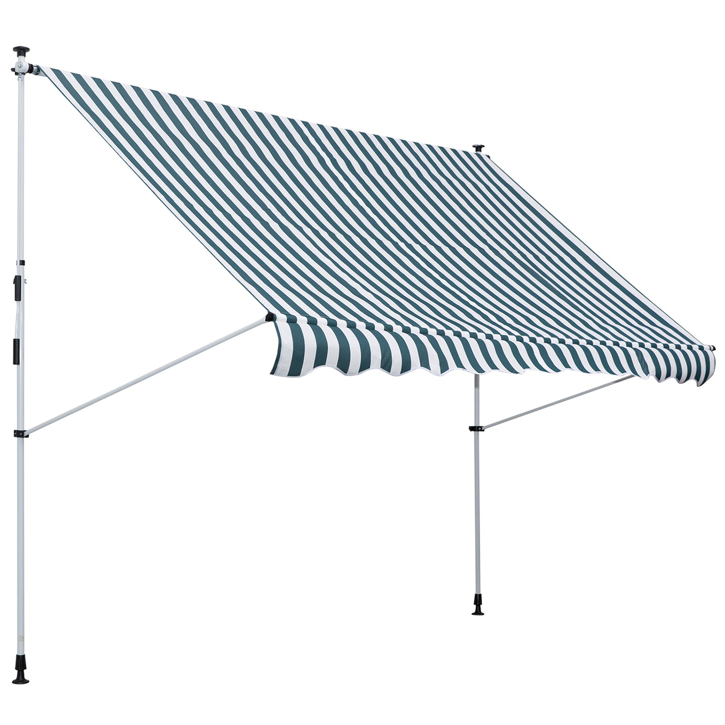 Outsunny Toldo Manual Retráctil Toldo para Balcón con Altura Ajustable Manivela y Protección Solar para Terraza Jardín Verde