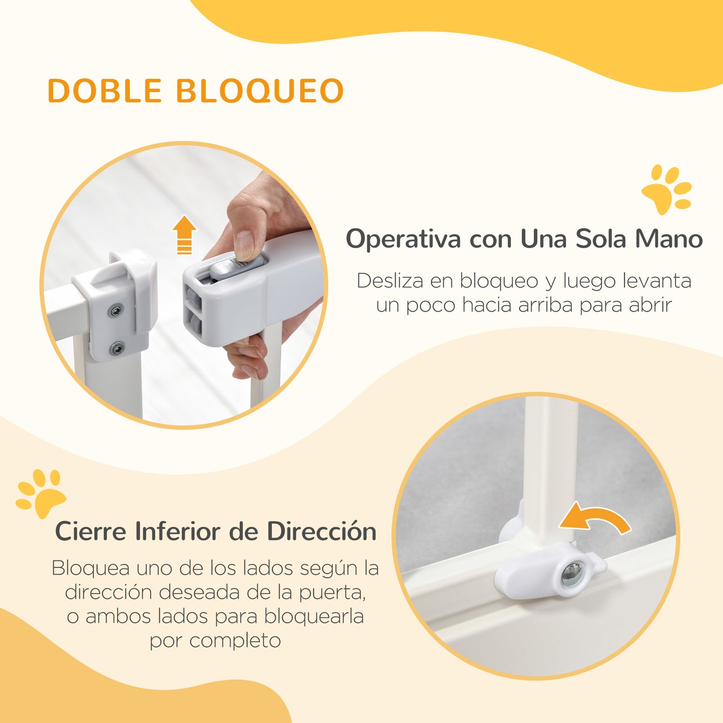 PawHut Barrera de Seguridad Metálica Puerta para Perros con Longitud Ajustable Sistema de Cierre Automático para Escaleras Pasillos 74-97,5x76,2 cm Blanco