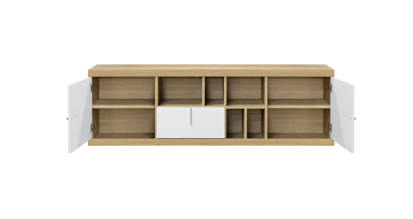 Mesa Tv 180 Cm - Venprodin - 180x55,6x40 Cm - Roble/blanco