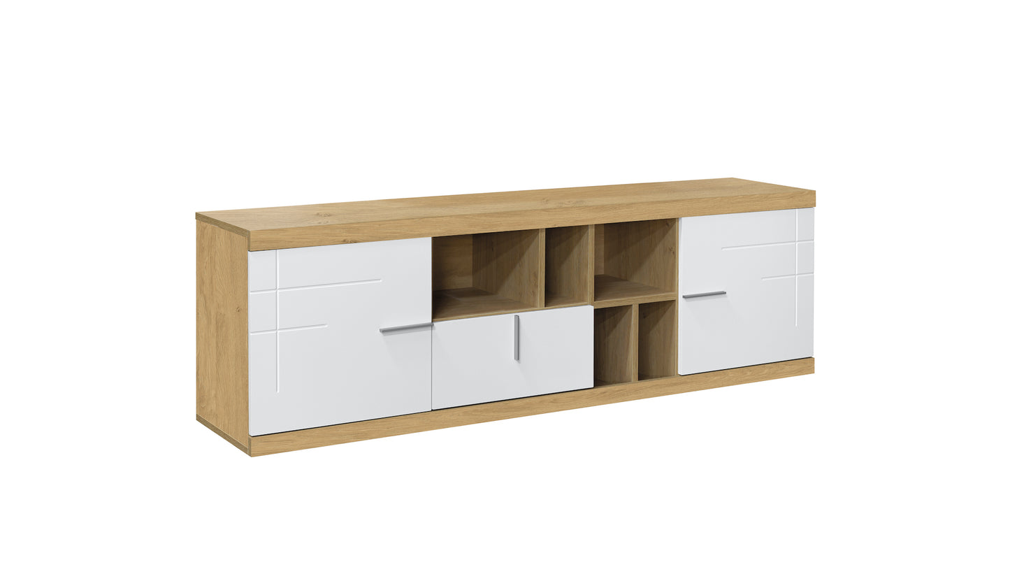 Mesa Tv 180 Cm - Venprodin - 180x55,6x40 Cm - Roble/blanco