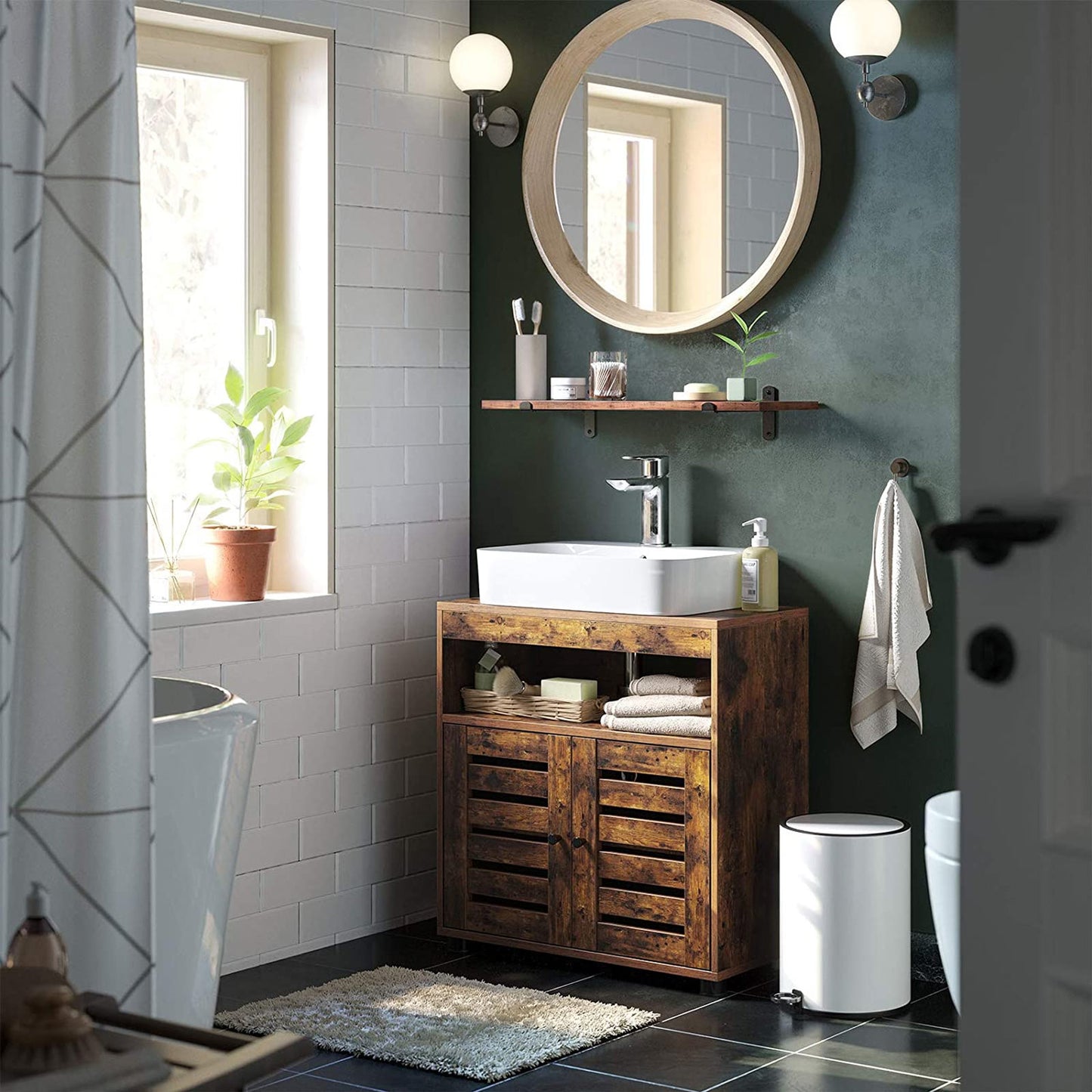 Mueble de Baño con 2 Puertas de Persiana-VASAGLE