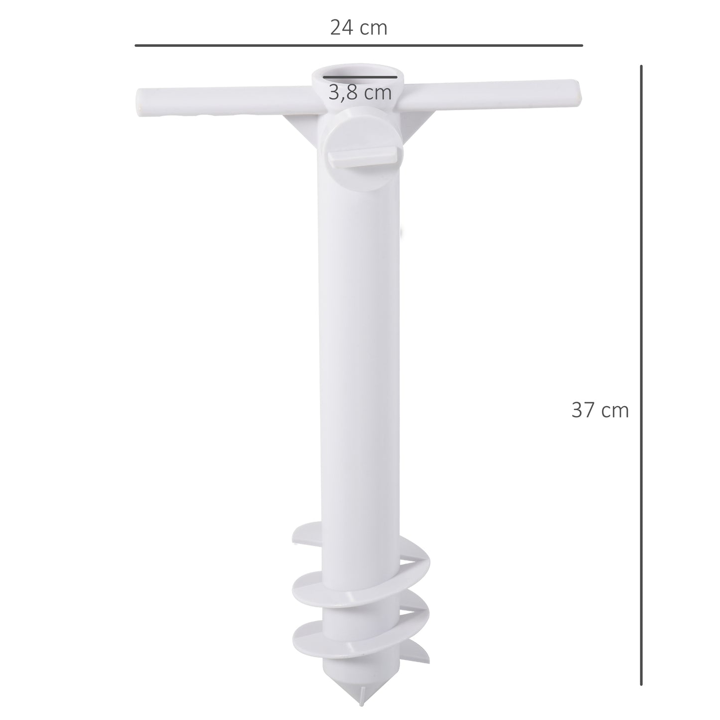 Outsunny Piqueta para Sombrilla con Perilla de Apretar Ajuste Universal Protección contra Viento Apto para Poste entre Ø22-38 mm 37x24 cm Blanco