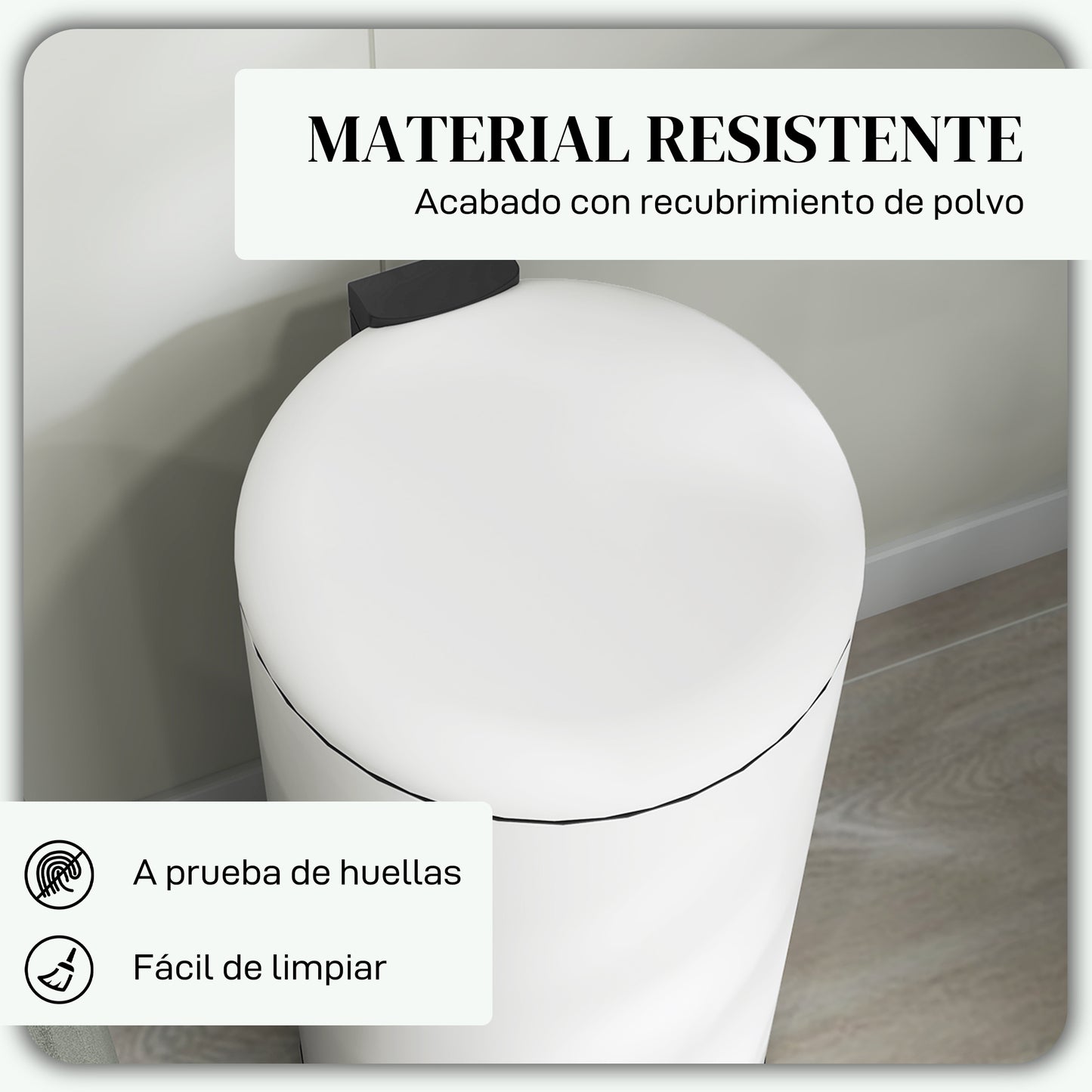 HOMCOM Cubo de Basura para Cocina 30L Papelera de Cocina con Pedal Tapa de Cierre Suave y Cubo Extraíble para Dormitorio Oficina Estudio Salón Crema