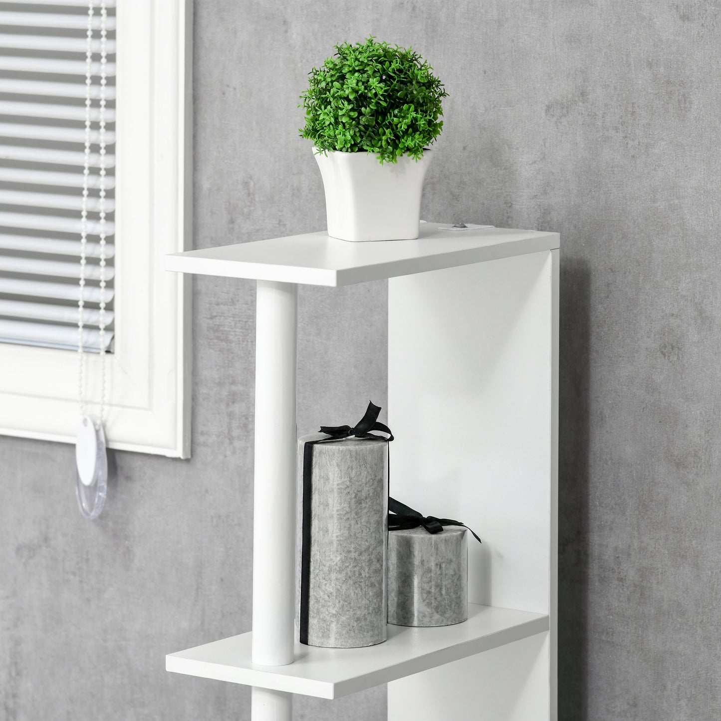 kleankin Columna de Baño Mueble de Baño con Puertas y Estantes Abiertos Armario de Baño Estilo Moderno 15,2x29,8x118 cm Blanco