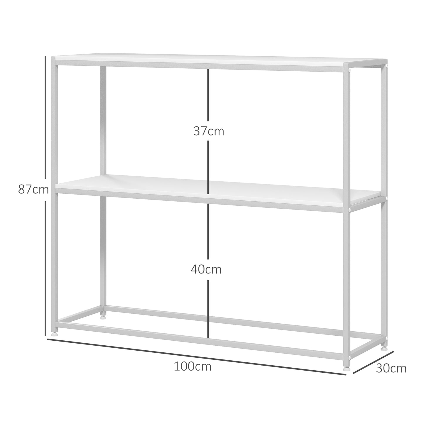 HOMCOM Mesa Consola Recibidor Mesa de Entrada con Estante Abierto y Estructura de Acero Antivuelco para Salón Pasillo 100x30x87 cm Blanco