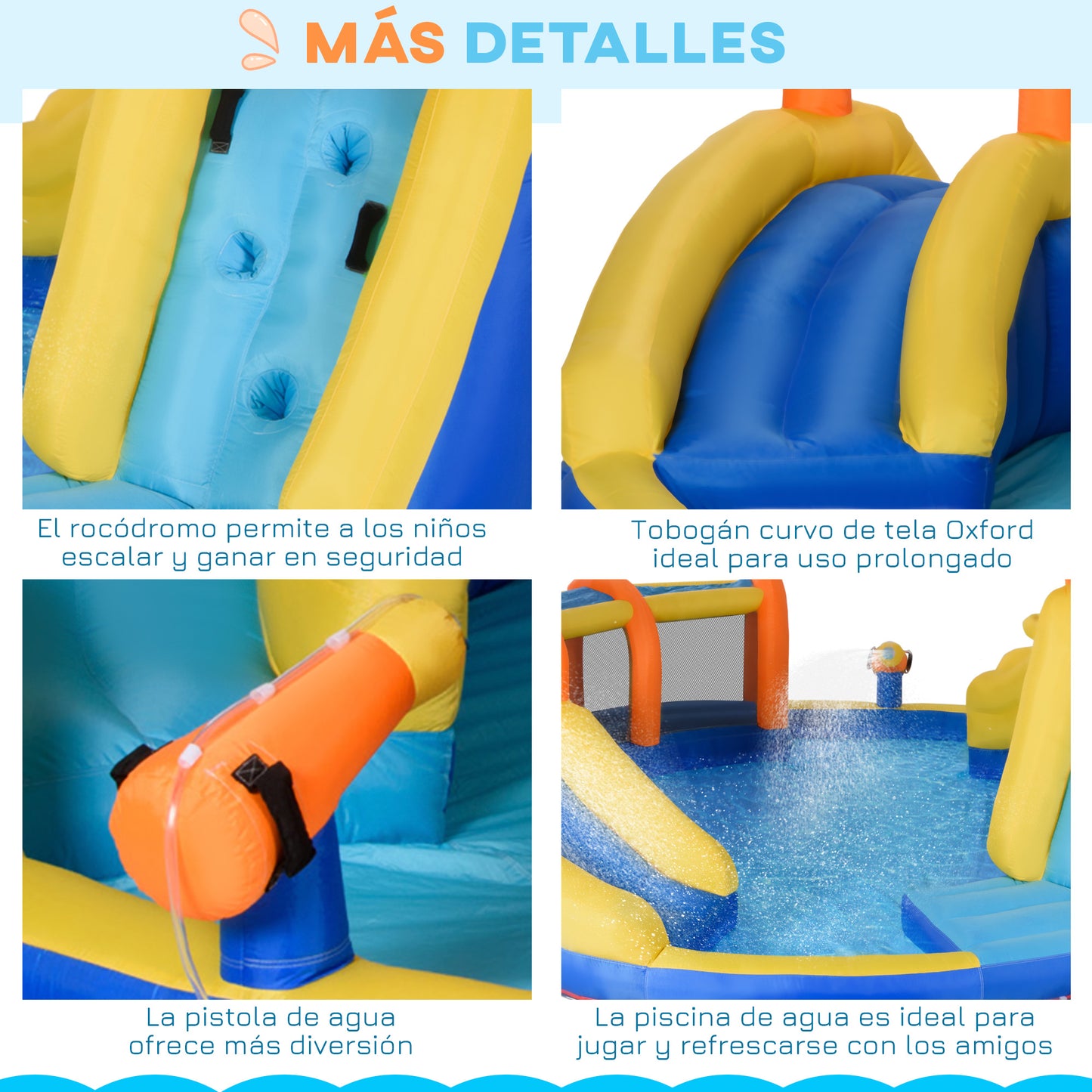 Outsunny Castillo Hinchable para Niños de 3-8 Años Castillo Inflable con Inflador Parque Acuático con Cesta de Baloncesto Piscina Tobogán y Bolsa de Transporte 435x435x200 cm Multicolor