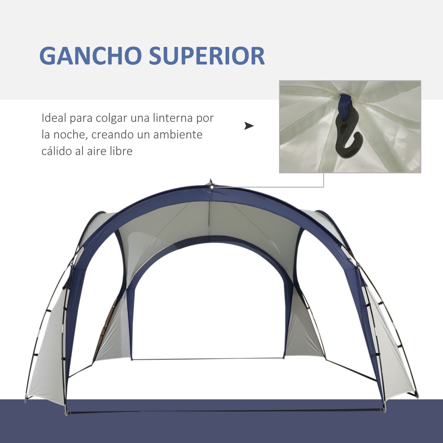 Outsunny Toldo de Refugio 3,5x3,5 m Toldo Camping Plegable con Gancho Bolsa de Transporte Impermeable y Protección UV para Terraza Playa Picnics Beige