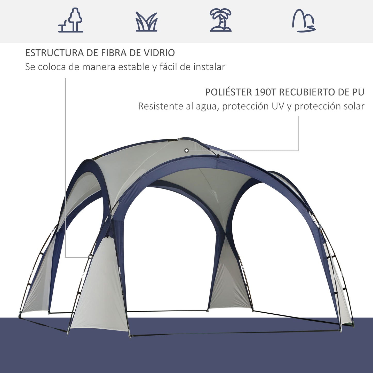 Outsunny Toldo de Refugio 3,5x3,5 m Toldo Camping Plegable con Gancho Bolsa de Transporte Impermeable y Protección UV para Terraza Playa Picnics Beige