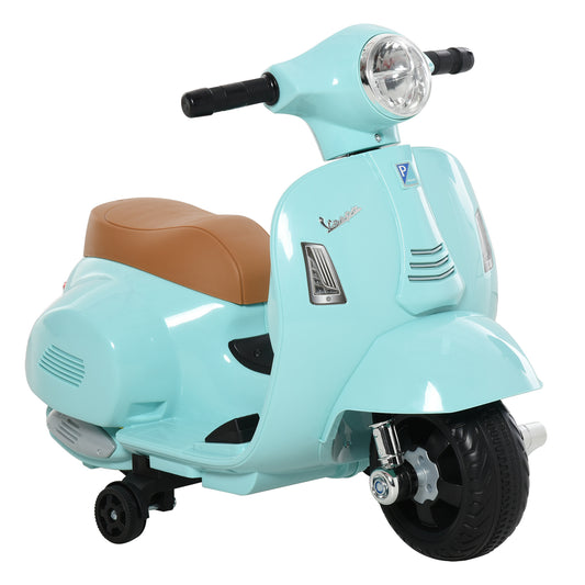 HOMCOM Moto Eléctrica Vespa para Niños de 18-36 Meses Moto de Batería 6V con Faro Bocina y 4 Ruedas Motocicleta Infantil con Licencia 66,5x38x52 cm Verde