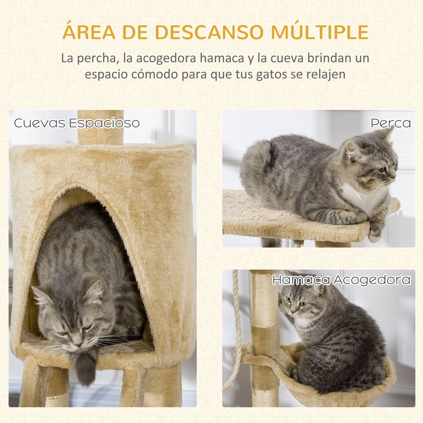 PawHut Árbol para gatos Rascador 55x30x95 cm con Nido Plataforma Caseta Escalera Cuerda de Juego Tablero de Madera y Cubierto de Felpa Marrón