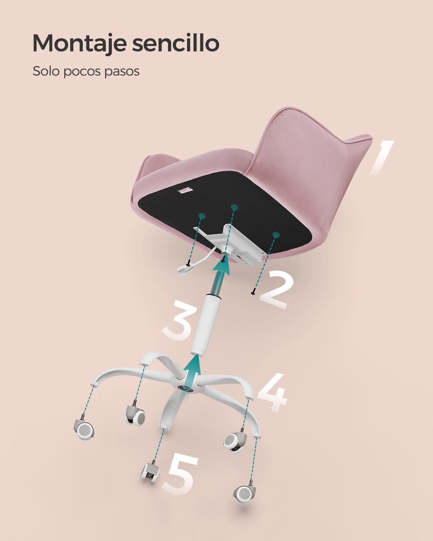 Silla de Estudio Altura Ajustable Rosa Jalea-SONGMICS