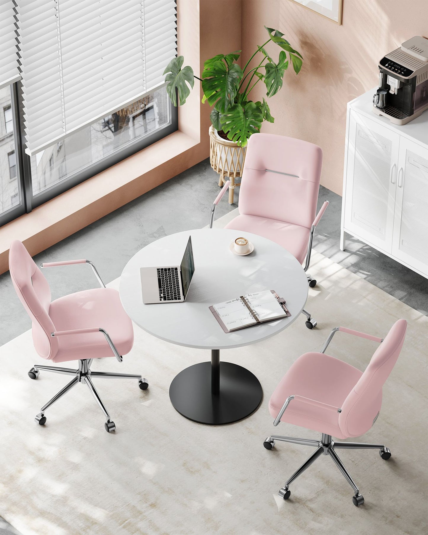 Silla de Oficina Giratoria Altura Ajustable Rosa Pastel-SONGMICS