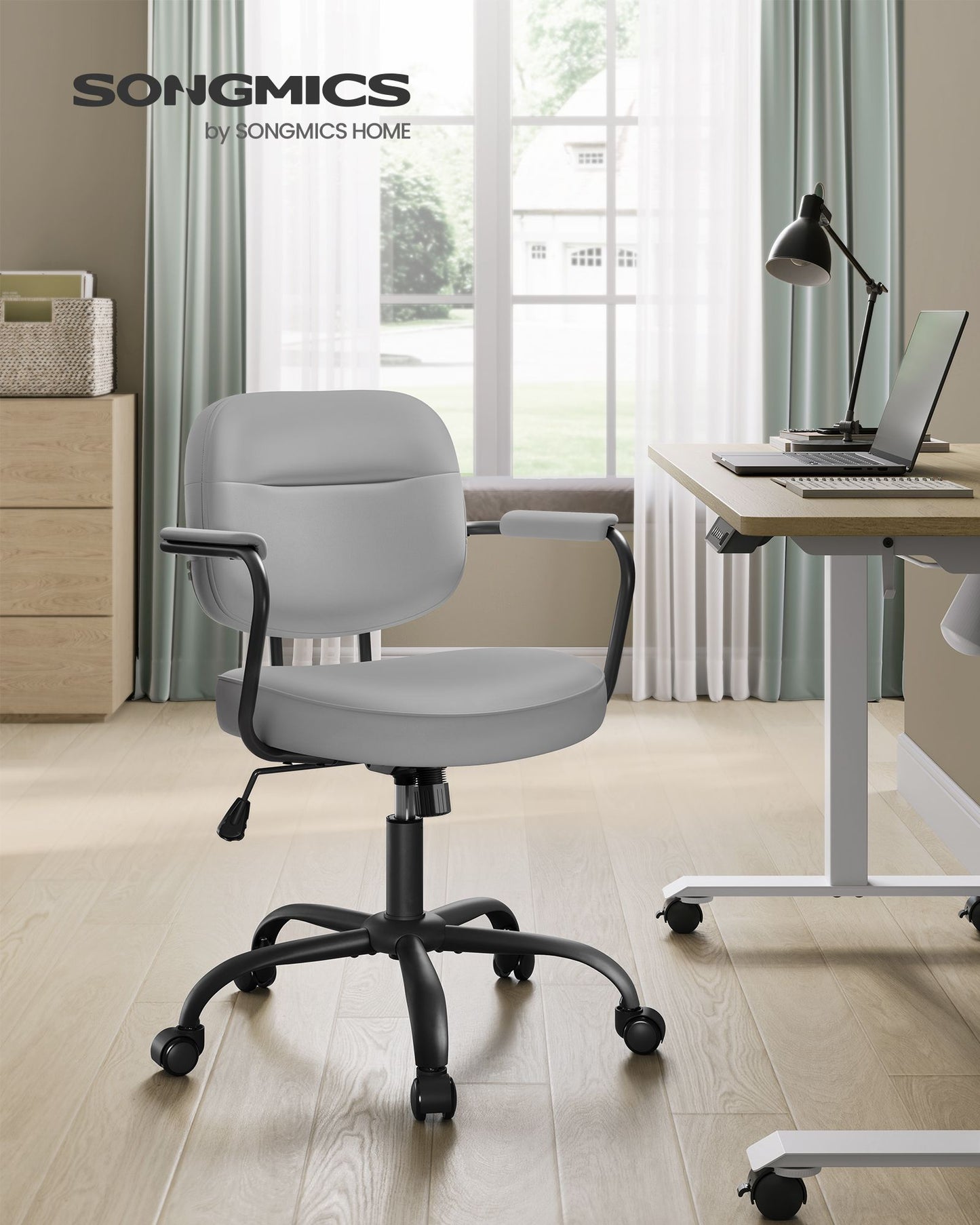 Silla de Escritorio Ergonómica Reposabrazos Gris Paloma-SONGMICS