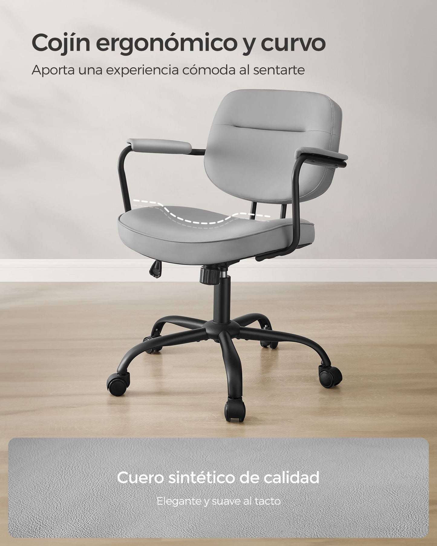 Silla de Escritorio Ergonómica Reposabrazos Gris Paloma-SONGMICS